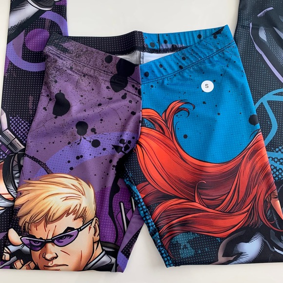 Marvel Avengers Comics Hawkeye Black Widow Leggings Size S - Picture 5 of 12